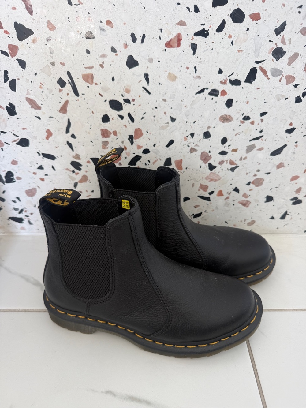 Never worn Dr Marten Chelsea Boots with Yellow Stitching, size 38